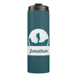 Retro Hiking Camping Landscape Custom Name Blauwgr Thermosbeker