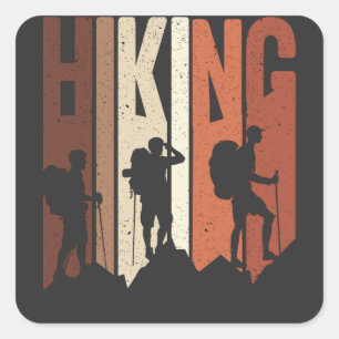 Retro Hiking Shirt Hiking Thed Adventure Vierkante Sticker