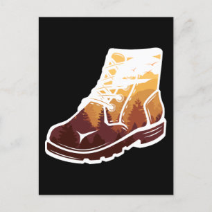 Retro Hiking Shoe Landscape - Wilderness Sunset Briefkaart