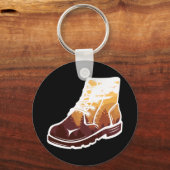 Retro Hiking Shoe Landscape - Wilderness Sunset Sleutelhanger (Voorkant)
