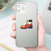 Retro Hiking Shoe Landscape - Wilderness Sunset Sticker (Telefoon)