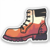 Retro Hiking Shoe Landscape - Wilderness Sunset Sticker (Voorkant)