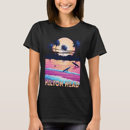 Retro Hilton Head North Carolina Souvenir Surf T-shirt (Voorkant)