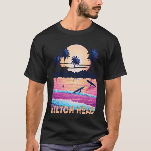 Retro Hilton Head North Carolina Souvenir Surf T-shirt (Voorkant)