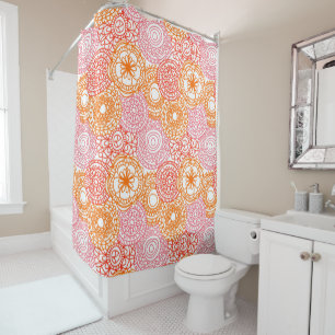 Retro Hip Fun Happy Summer Floral Pattern Douchegordijn