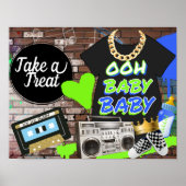 Retro Hip Hop Baby shower-Ooh Baby-Treat Sign Poster (Voorkant)
