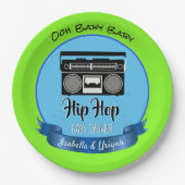 Retro Hip Hop Gender onthullen Baby shower Papieren Bordje (Voorkant)