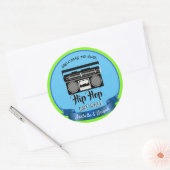 Retro Hip Hop Gender onthullen Baby shower Ronde Sticker (Envelop)
