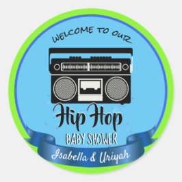 Retro Hip Hop Gender onthullen Baby shower Ronde Sticker