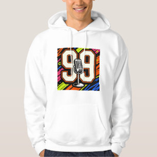 Retro Hip-Hop Graffiti 99 & Microfoon Witte Hoodie