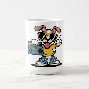 Retro Hip Hop Hond: Cool Tekenfilm Puppy Koffiemok