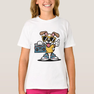 Retro Hip Hop Hond: Cool Tekenfilm Puppy T-shirt