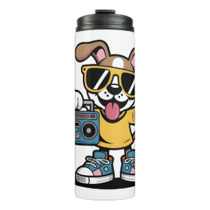 Retro Hip Hop Hond: Cool Tekenfilm Puppy  Thermosbeker