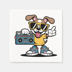 Retro Hip Hop Hond: Coole Cartoon Puppy Servet