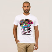 Retro Hip Hop Skateboarder T-shirt (Voorkant volledig)