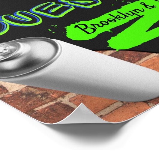 Retro Hip Hop Urban Baby shower Guestbook Poster (Hoek)