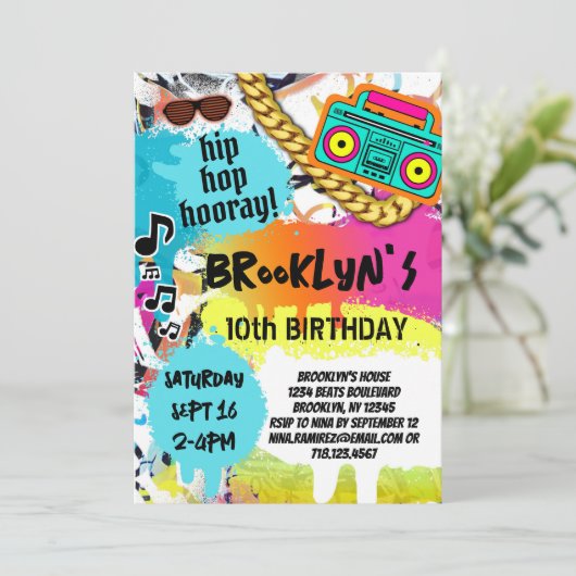 Retro Hip Hop Verjaardagsfeestje Kaart (Staand voorkant)