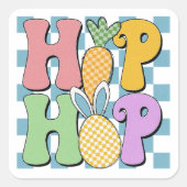 Retro hip hop vierkante sticker (Voorkant)