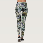 Retro Hip Taupe Blauwgroen Blue Green Mosaic Art P Leggings (Achterkant)