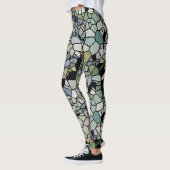 Retro Hip Taupe Blauwgroen Blue Green Mosaic Art P Leggings (Links)