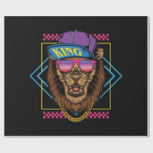 Retro  Hiphop Lion draag Snapback Illustrat Cadeaupapier (Vlak)