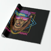 Retro  Hiphop Lion draag Snapback Illustrat Cadeaupapier (Uitgerold)