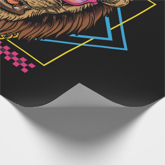 Retro  Hiphop Lion draag Snapback Illustrat Cadeaupapier (Hoek)