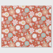 Retro Hippie 60s 70s Daisy Flower Floral Decoupage Cadeaupapier (Vlak)