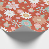 Retro Hippie 60s 70s Daisy Flower Floral Decoupage Cadeaupapier (Hoek)