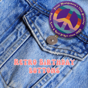 Retro Hippie 60's Baby Boomer Milestone Verjaardag Ronde Button 7,6 Cm