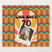 Retro Hippie 60's Custom Foto 70e Verjaardag Bier Etiket (Enkel label)