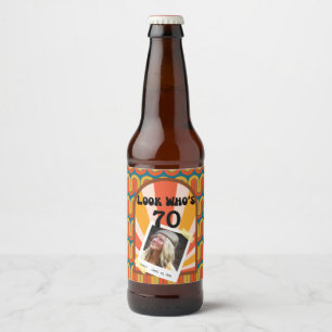Retro Hippie 60's Custom Foto 70e Verjaardag Bier Etiket