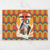 Retro Hippie 60's Custom Foto 70e Verjaardag Likeurfles Etiket (Enkel label)