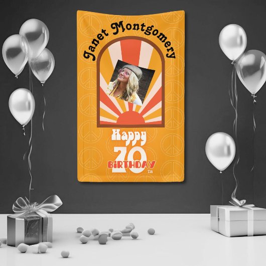 Retro Hippie 60's Custom Foto 70e Verjaardag Spandoek