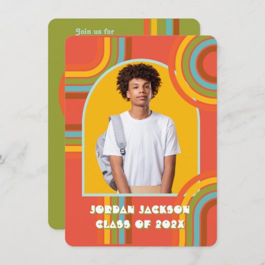 Retro Hippie 70's 60's Afstuderen Foto Kaart (Voorkant / Achterkant)