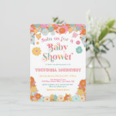 Retro Hippie 70's 60's Baby shower voor ventilator Kaart (Staand voorkant)