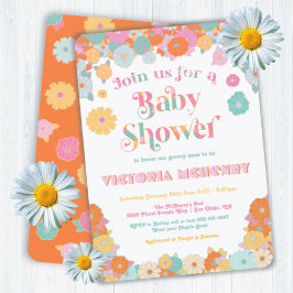 Retro Hippie 70's 60's Baby shower voor ventilator Kaart
