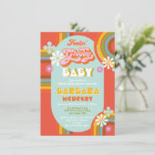 Retro Hippie 70's 60's Groovy Baby shower Kaart (Staand voorkant)