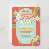 Retro Hippie 70's 60's Groovy Baby shower Kaart (Voorkant)