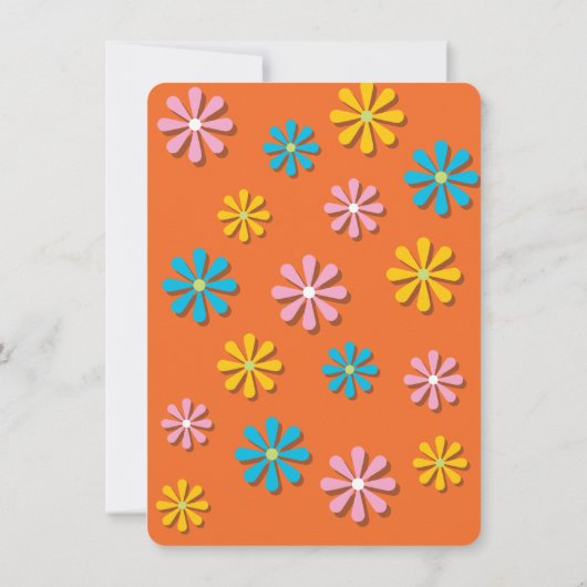 Retro Hippie 70's 60's Madelijn Zwembad Feest Verj Kaart (Achterkant)