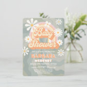 Retro Hippie 70's 60's Rainbow Daisy Baby shower Kaart (Staand voorkant)