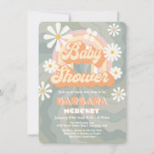 Retro Hippie 70's 60's Rainbow Daisy Baby shower Kaart (Voorkant)