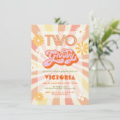 Retro Hippie 70's 60's Two Groovy Birthday Party Kaart (Staand voorkant)