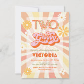 Retro Hippie 70's 60's Two Groovy Birthday Party Kaart (Voorkant)