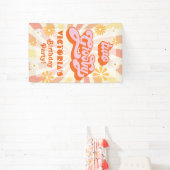 Retro Hippie 70's 60's Two Groovy Birthday Party Spandoek (Insitu)