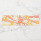 Retro Hippie 70's 60's Two Groovy Birthday Party Waterfles Etiket (Enkel label)