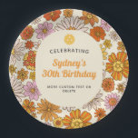 Retro Hippie 70s Bloemen Patroon Pickleball Party Papieren Bordje<br><div class="desc">Super leuke papieren borden voor uw volgende pickleball party - design heeft een retro bloemenpatroon en uw aangepaste tekst. Perfect voor verjaardagsfeestjes,  toernooien en dagelijkse pickleball-feestjes.</div>