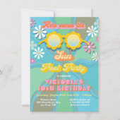 Retro Hippie 70's Daisy Pool Party, Birthday I Kaart (Voorkant)