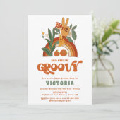 Retro Hippie 70's Groovy Verjaardagsfeest Kaart (Staand voorkant)