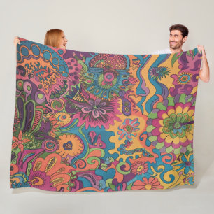 Retro Hippie: 70s Road Trip Kleuren Fleece Deken